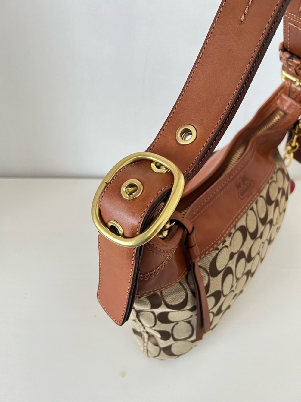 COACH Signature Canvas Shoulder Bag in Brown - Picture 9 of 15
